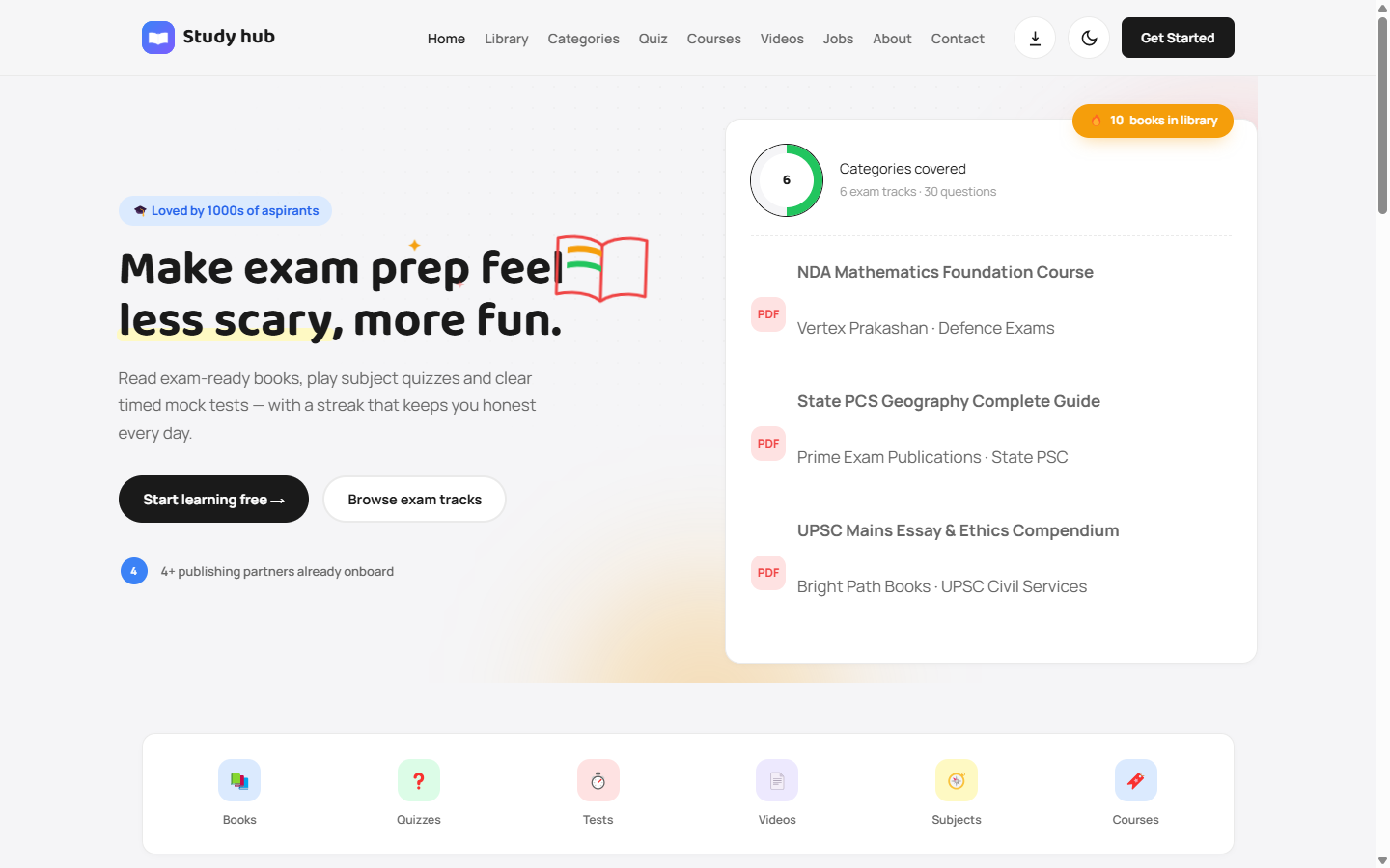Darwin LMS homepage — AI-assisted study planner and exam prep hub