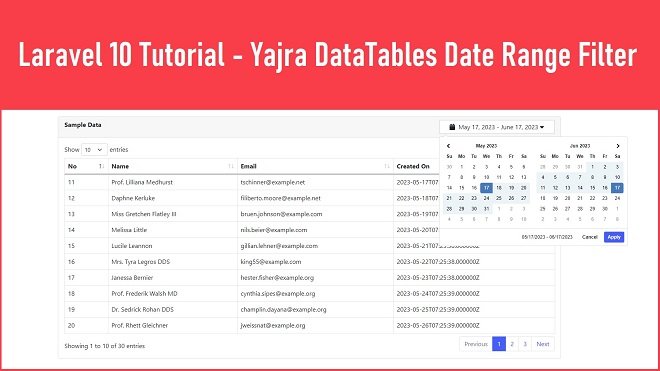 Laravel 10 tutorial: Ajax-primarily based Date range Filtering with Yajra DataTables