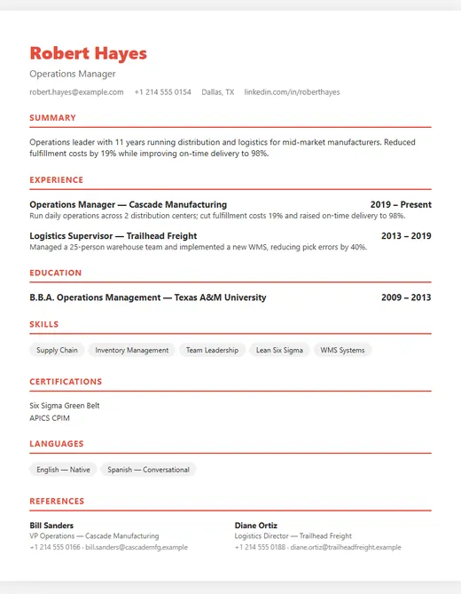 Classic resume template (ATS-friendly) — Professional