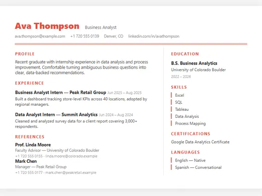 Compact resume template (ATS-friendly) — Fresher